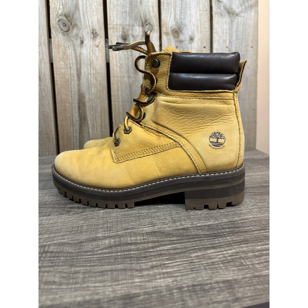 Timberland Courmayeur Valley Boots Wheat Yellow Leather A2HQ3 Womens 8.5 - Picture 3 of 6